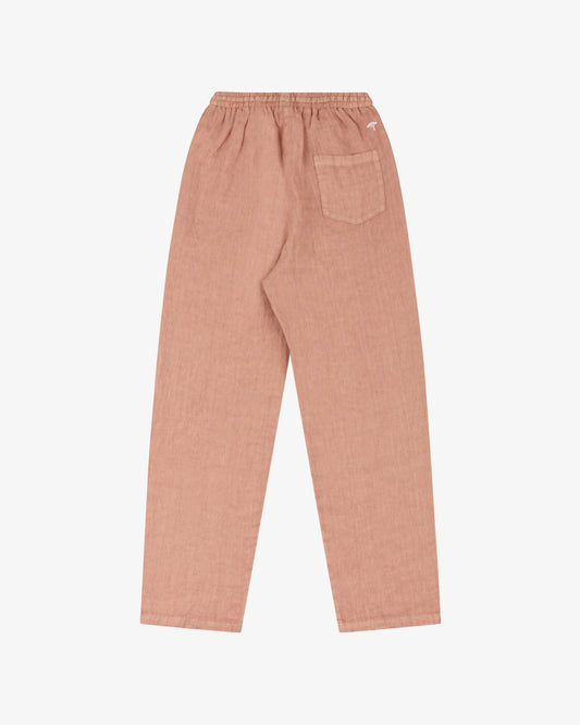 Pantalone lungo lino pinetto - Terracotta