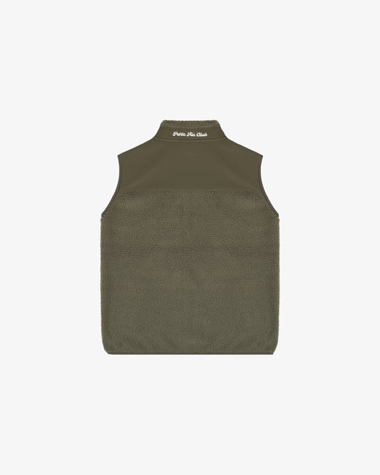 Pile Fleece Vest – Olive Green
