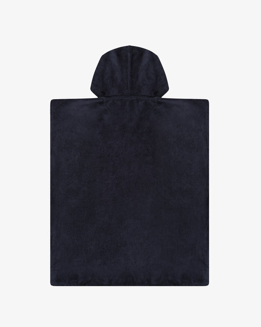 Hooded Cotton Terry Poncho - Navy