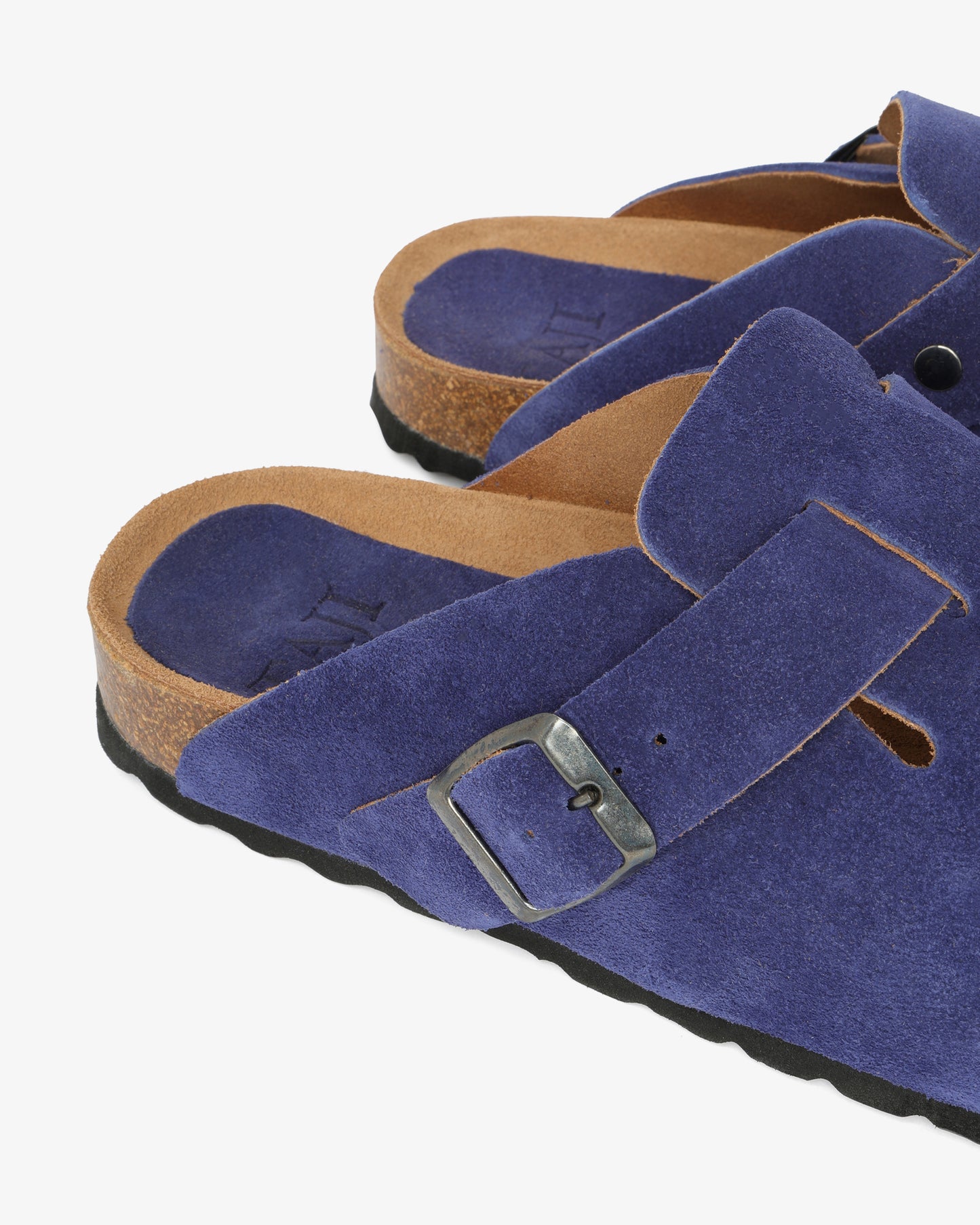 Suede Leather Sabot - Ocean Blue