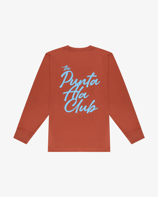 t shirt maniche lunghe "Rainbow" - terracotta/azzurro