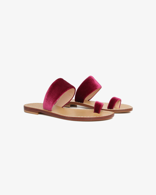 Velvet Capri Sandal - Burgundy