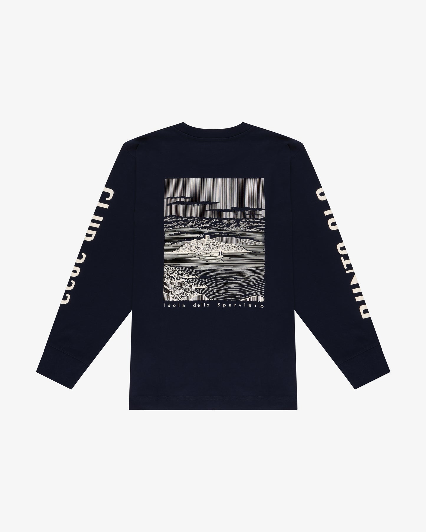 T-Shirt Maniche Lunghe "Isola dello Sparviero" - blu/bianco