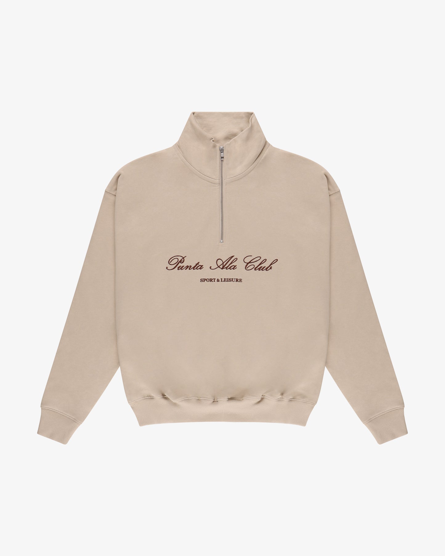 Felpa Mezza Zip "sport&leisure" Beige