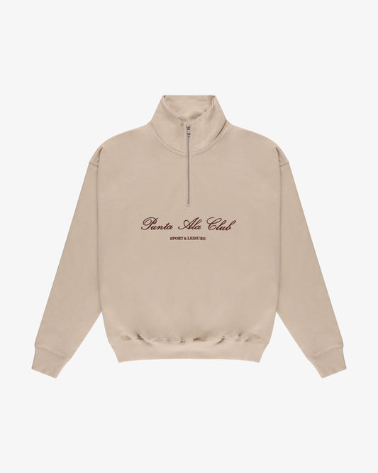 Felpa Mezza Zip "sport&leisure" Beige