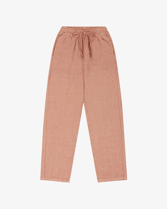 Pantalone lungo lino pinetto - Terracotta