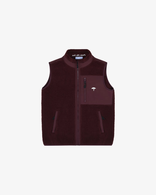 Pile Fleece Vest – Burgundy