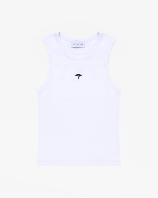 Canottiera a coste "pinetto" - bianco/blu