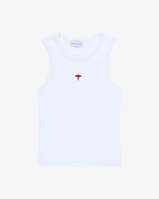 Canottiera a coste "pinetto" - bianco/burgundy