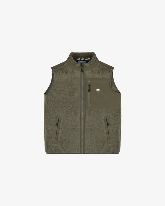 Pile Fleece Vest – Olive Green
