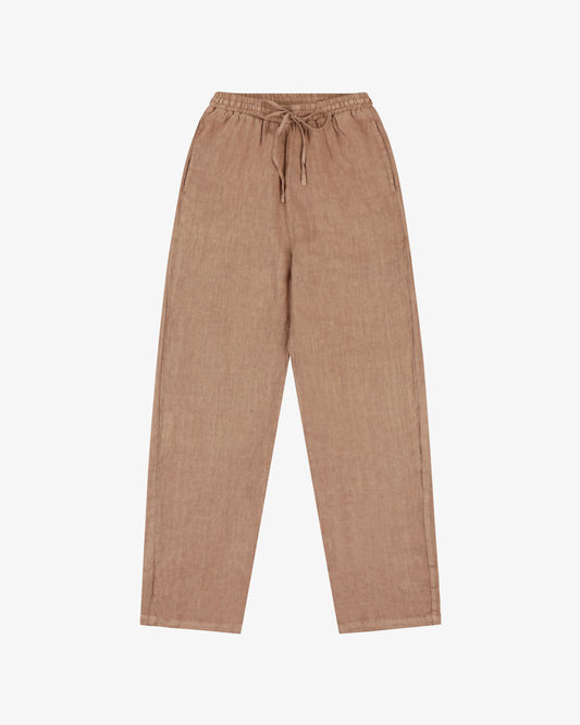 Pantalone lungo lino pinetto - Cammello