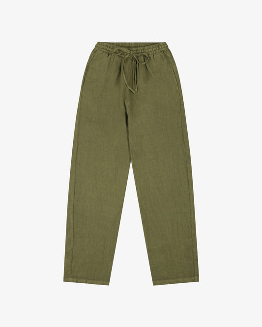 Pantalone lungo lino pinetto - Verde Oliva