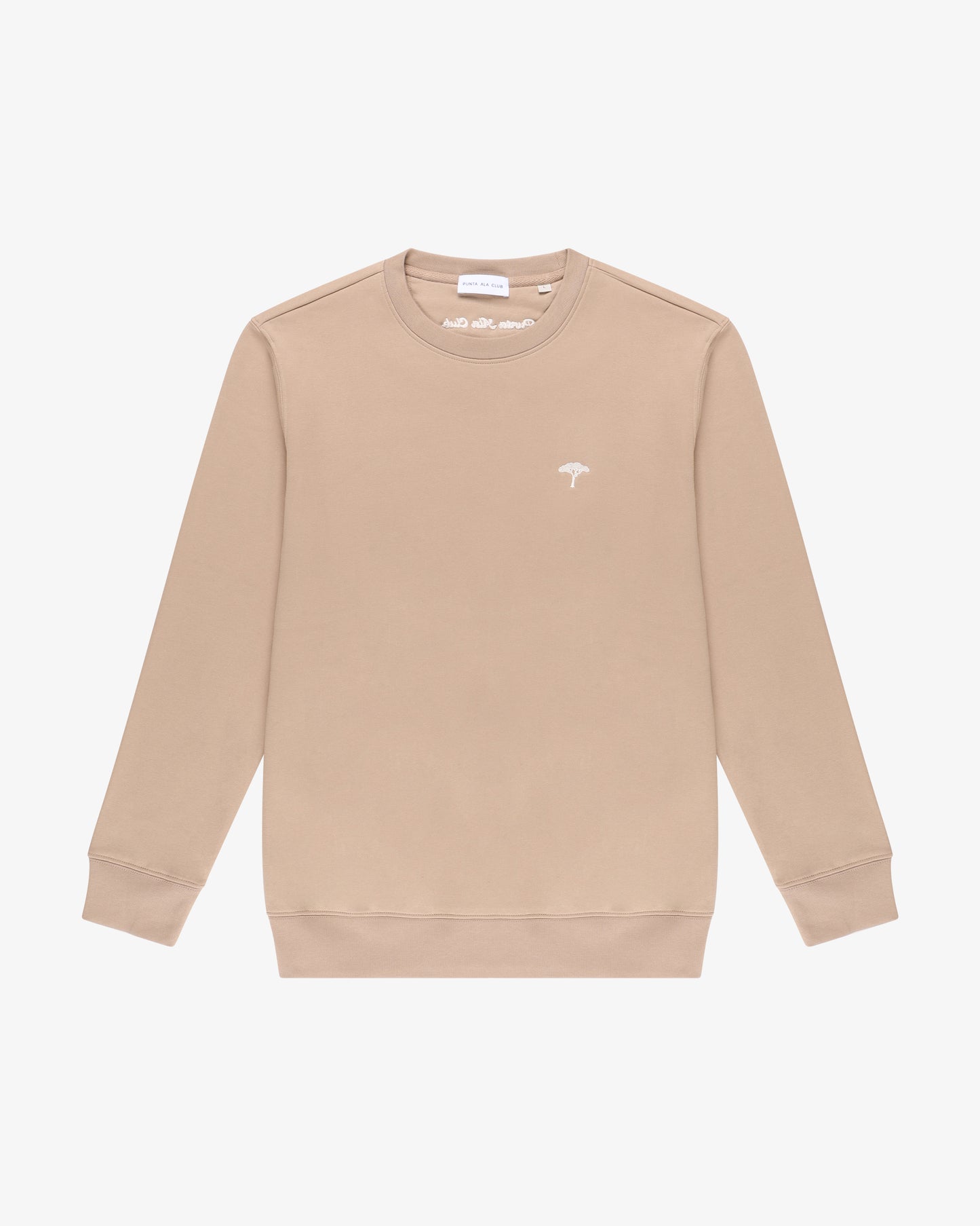 ⁠Felpa girocollo pinetto - beige/bianco