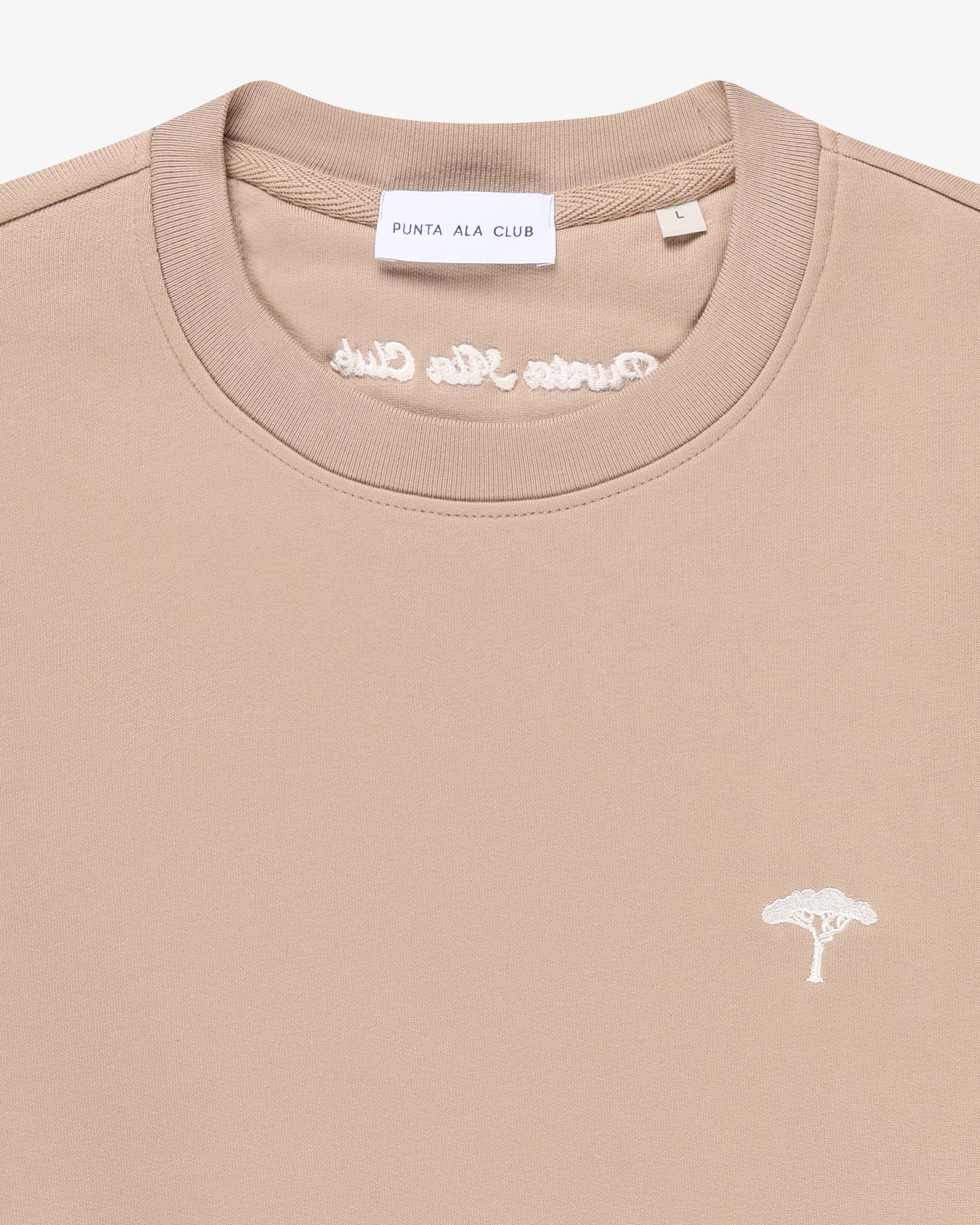⁠Felpa girocollo pinetto - beige/bianco