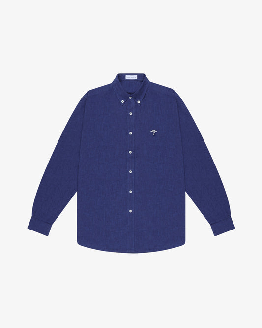 Long-Sleeve Linen Shirt - Ocean Blue