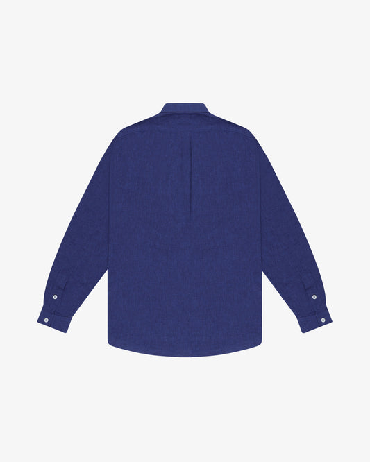 Long-Sleeve Linen Shirt - Ocean Blue