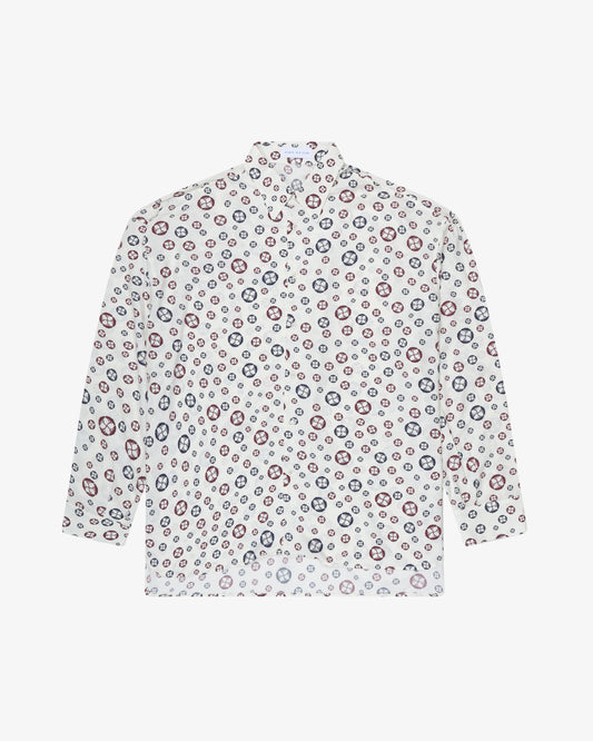 Patterned Leisure Shirt - White