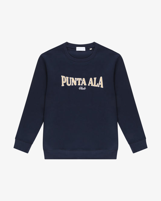 ⁠felpa girocollo college - blu/panna