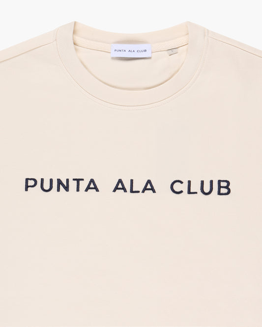 ⁠felpa girocollo logo - panna/blu