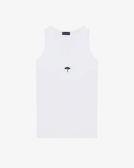 Embroidered Logo Tank Top - White