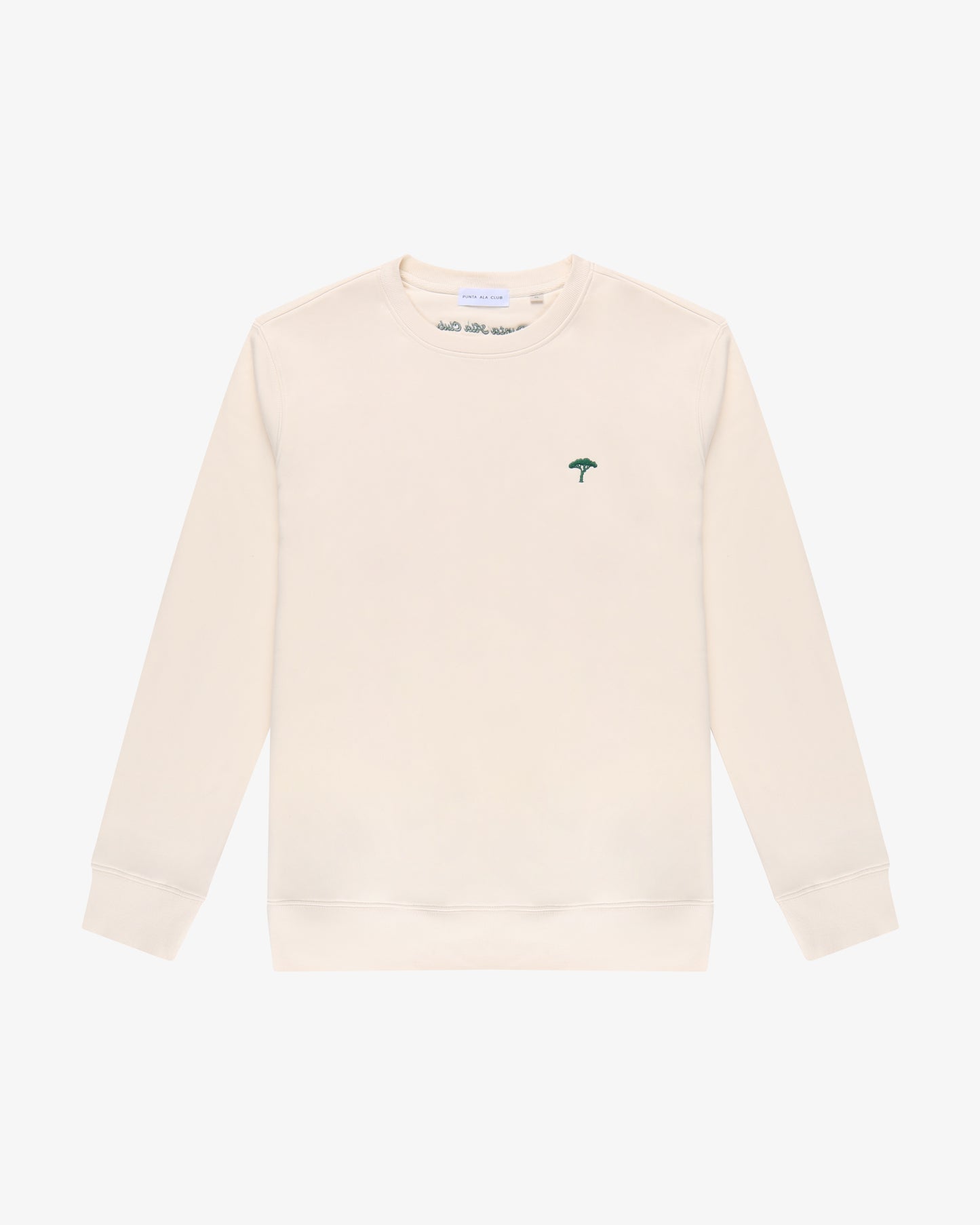 ⁠Felpa girocollo pinetto panna/verde