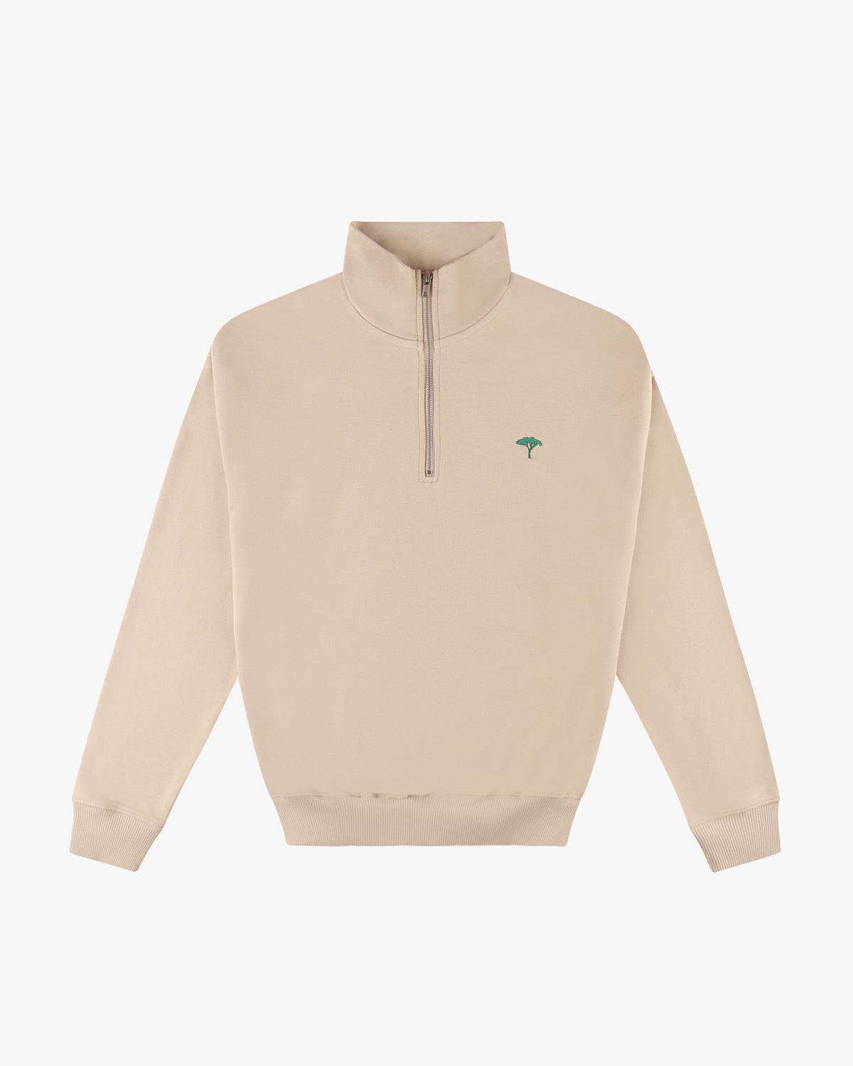 Felpa mezza zip pinetto - Beige