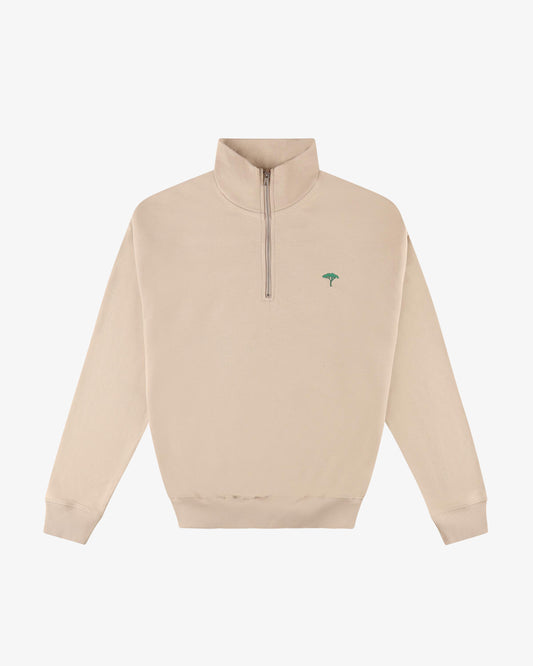 Felpa mezza zip pinetto - Beige