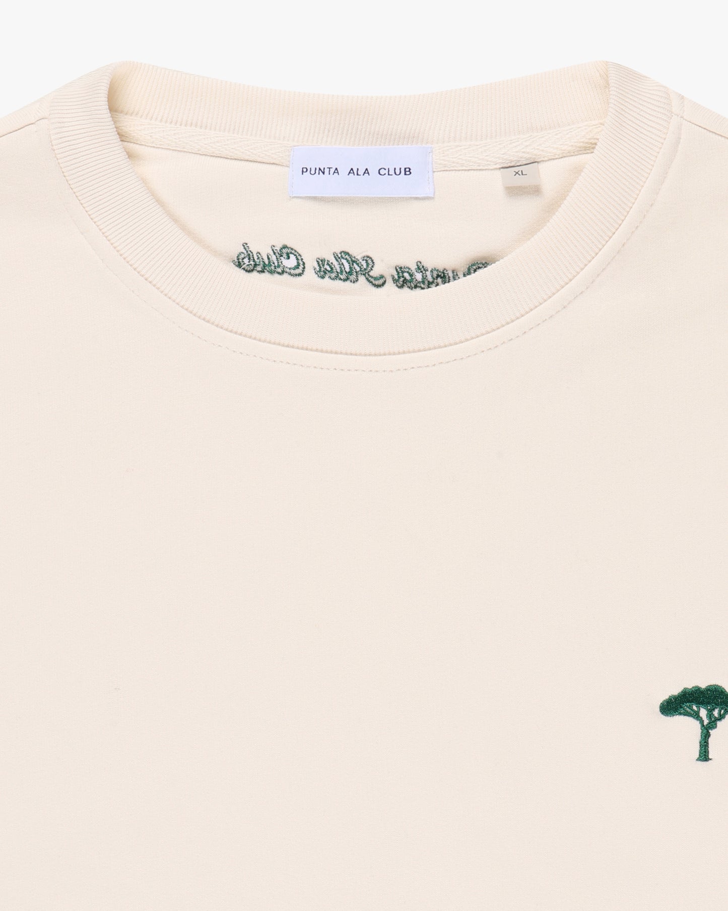 ⁠Felpa girocollo pinetto panna/verde