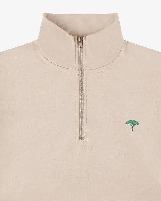 Felpa mezza zip pinetto - Beige