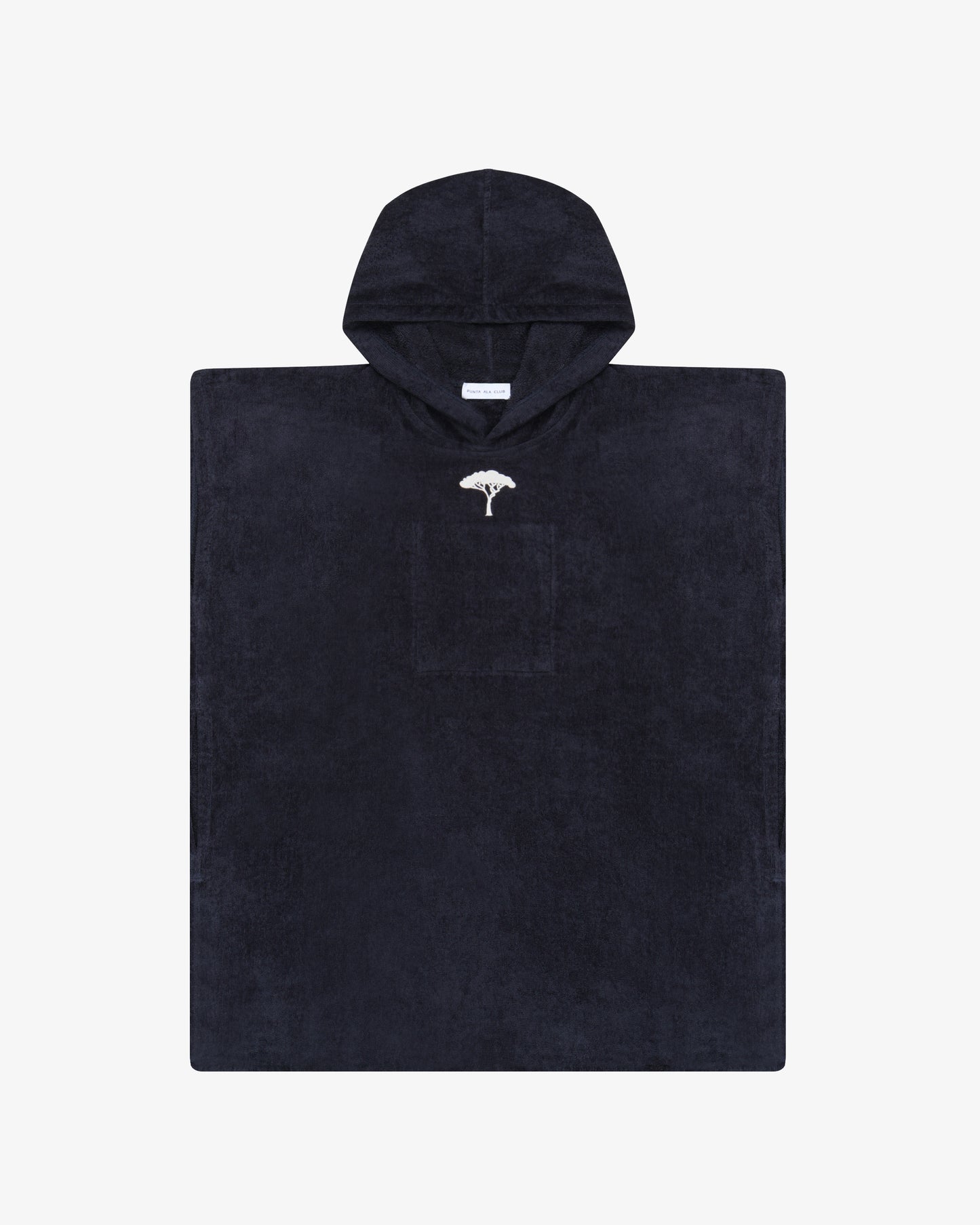 Hooded Cotton Terry Poncho - Navy