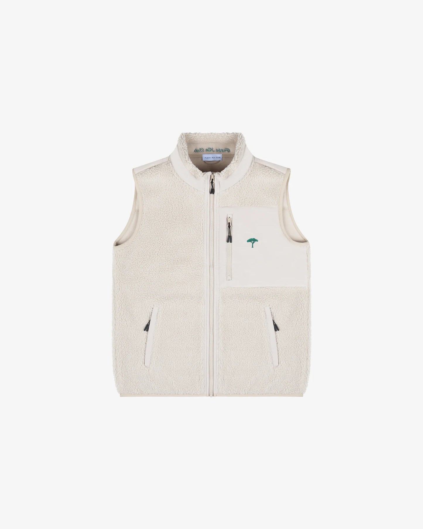 Retro pile gilet pinetto - crema/verde