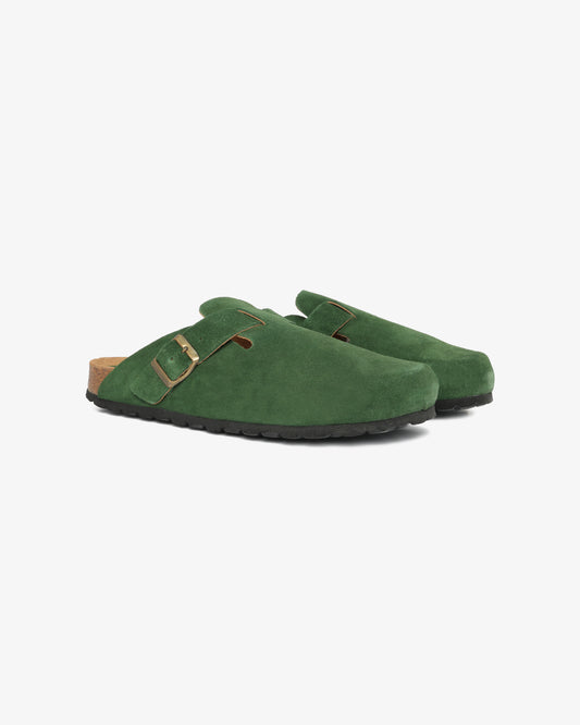 Suede Leather Sabot - Green