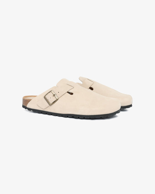 Suede Leather Sabot - Milk