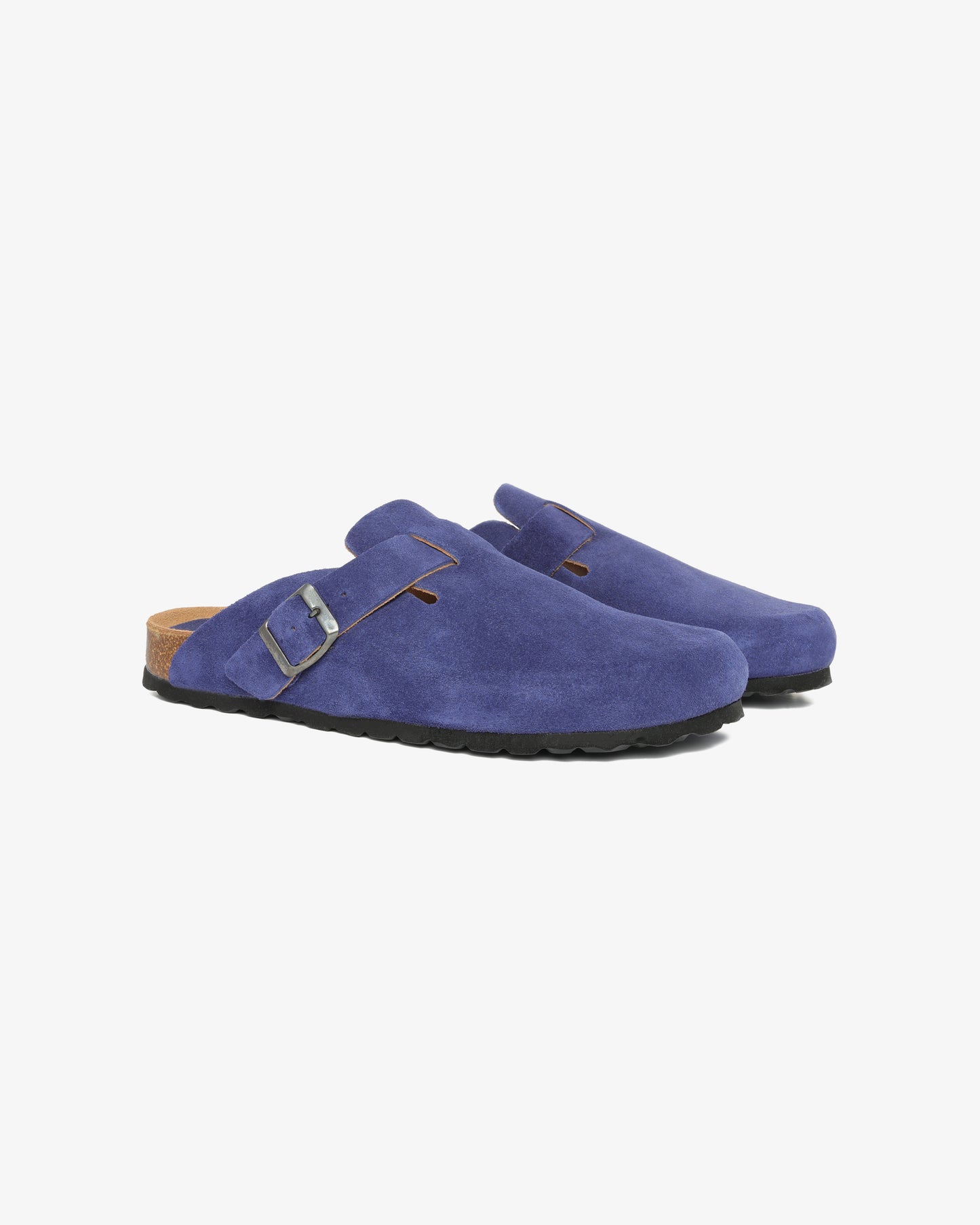 Suede Leather Sabot - Ocean Blue