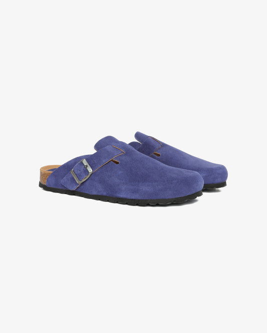 Suede Leather Sabot - Ocean Blue