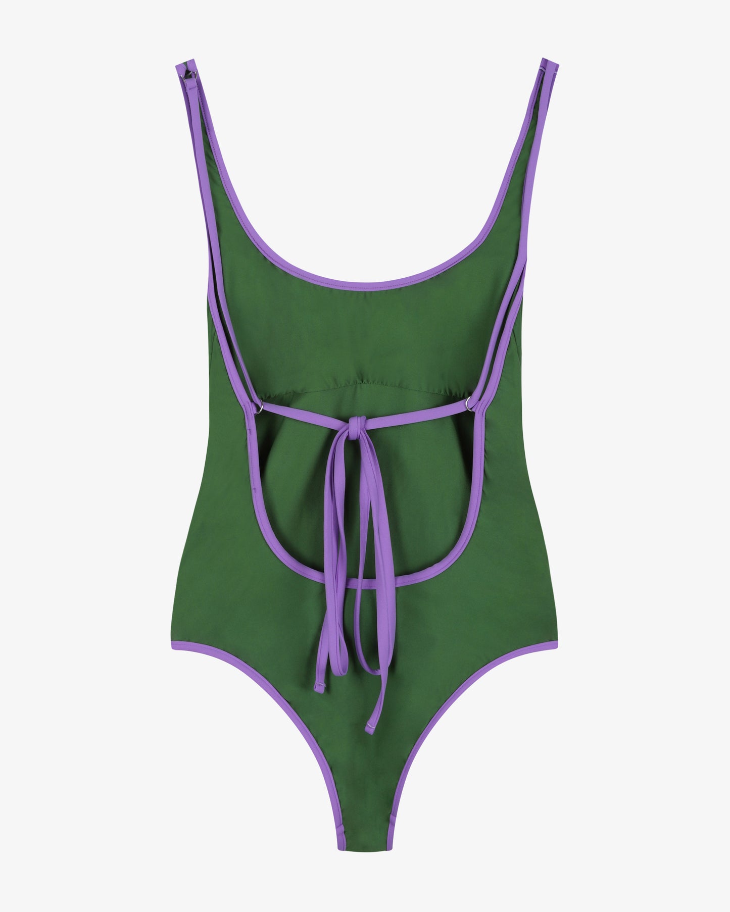 Costume intero tinta unita "Olivia" - verde/ciclamino